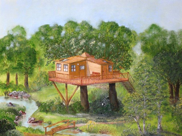 Ferien im Baumhaus: Günstiger Abenteuerurlaug für Familien (Zeichnung Baumhaus Wipfelglueck)